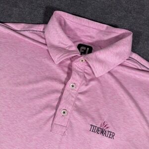 Footjoy Polo Shirt Mens Large Pink Striped‎ Golf Performance Stretch Casual